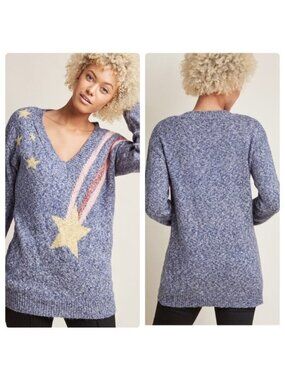 ModCloth Shooting for the Stars V-neck Tunic Sweater Size Large Women's